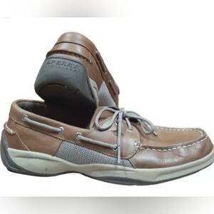 Sperry Men's Intrepid 2 Eye Fabric Closed Toe Boat Shoes, Tan, Men's Size 10.5